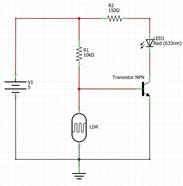 LDR acendendo LED com transistor