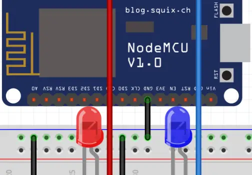 Circuito esp8266 acendendo 2 LEDs