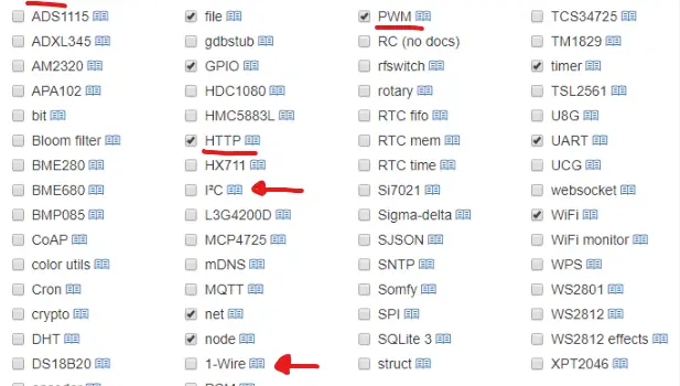 Módulos importantes para o firmware do Nodemcu