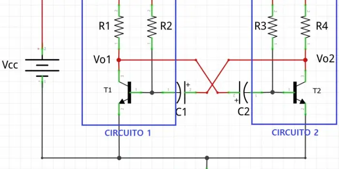 Circuito multivibrador astável BJT