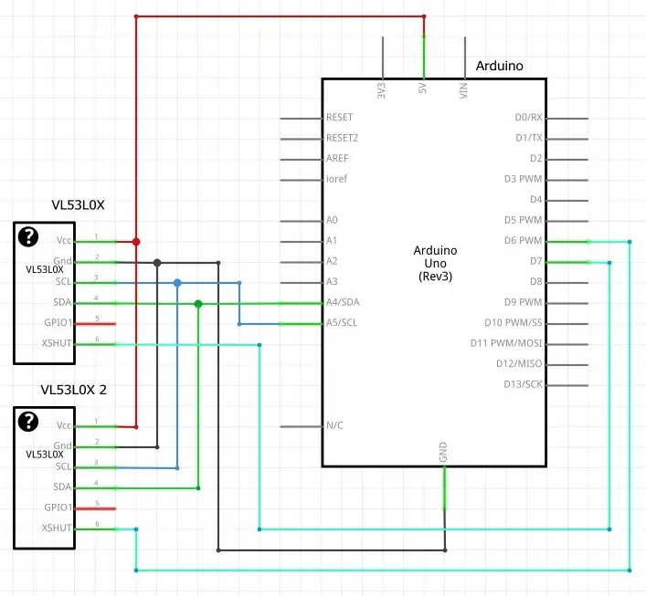 Ligação de 2 sensores VL53L0x com o Arduino