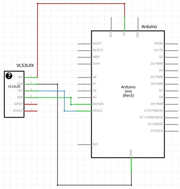 Ligação do VL53L0x com o Arduino